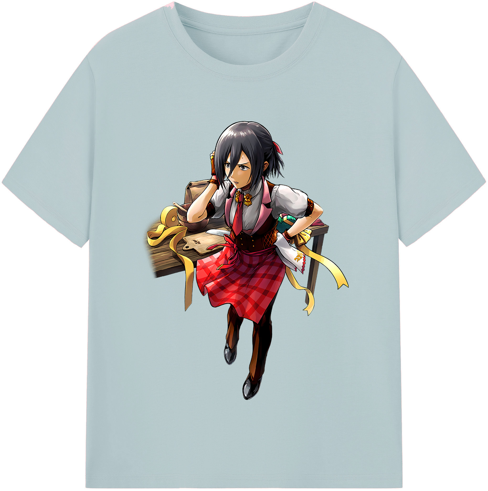 （画像用） 進撃の巨人 ミカサ·アッカーマン Attack on Titan Mikasa Ackerman 綿100％半袖Tシャツ（フロントプリント）